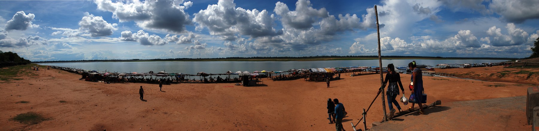 Panoramic view across the West Baray with its long distant shoreline.