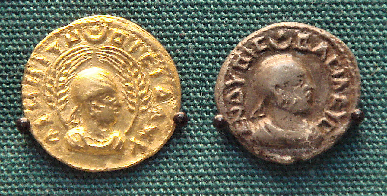 Two ancient coins of Endubis with profile portraits and surrounding inscriptions.
