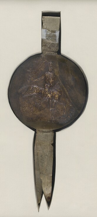 Wax seal showing King John on horseback.