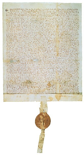 Tall parchment charter dated 1297 with a large pendant wax seal.