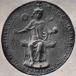 Round imperial seal depicting Otto IV enthroned.