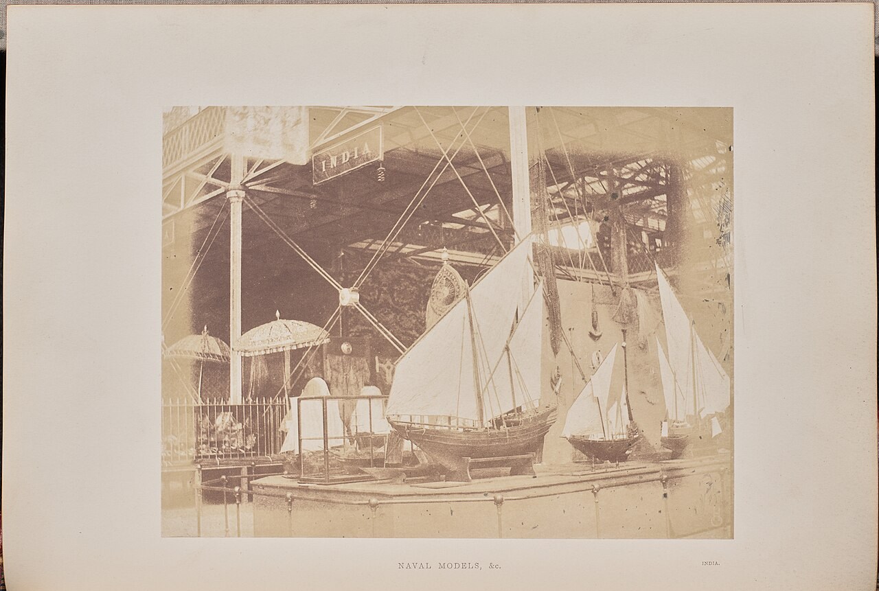 Hugh Owen’s photograph of ship models displayed inside the Great Exhibition