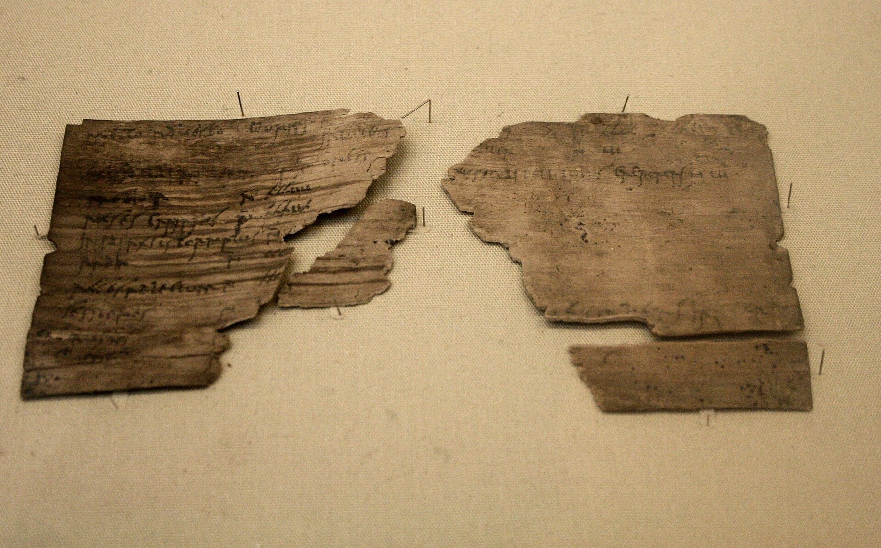 Fragments of Vindolanda tablet 309 displayed on a pale background