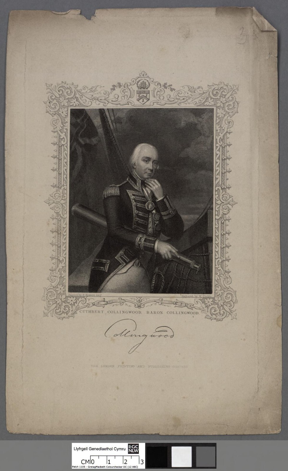 Engraved portrait of Cuthbert Collingwood in naval uniform