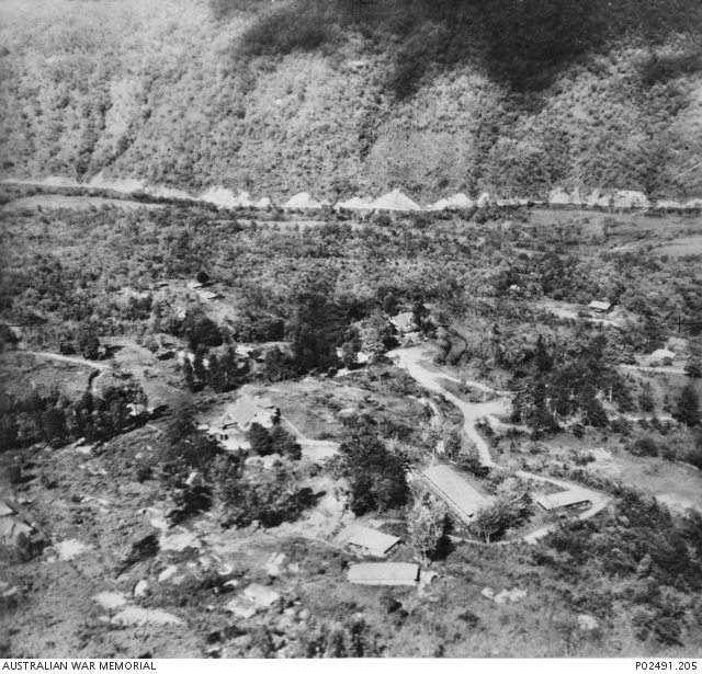 Aerial photograph of winding roads and hills near Kangpokpi on the Imphal–Kohima route, 31 May 1944