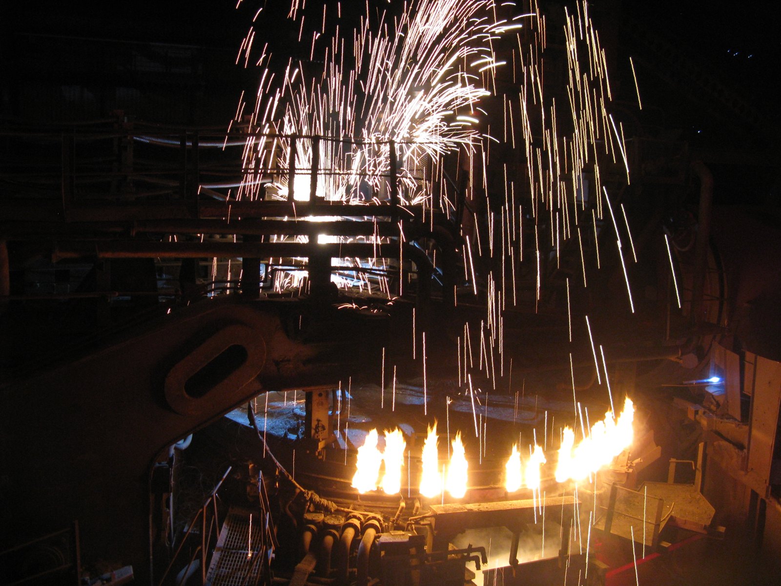 A preserved electric-arc furnace inside Magna’s industrial-heritage display in Rotherham.