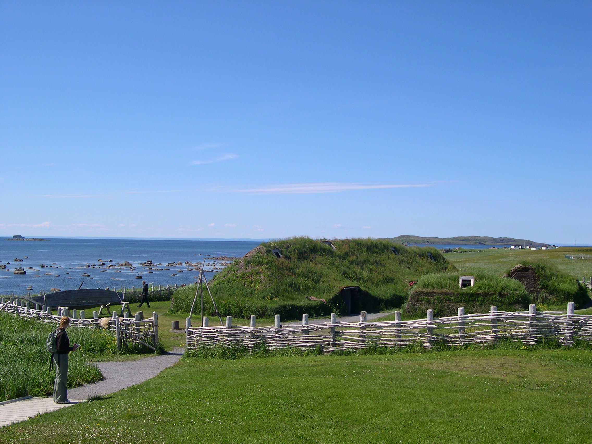Modern reconstructions of timber and turf Norse buildings at L’Anse aux Meadows